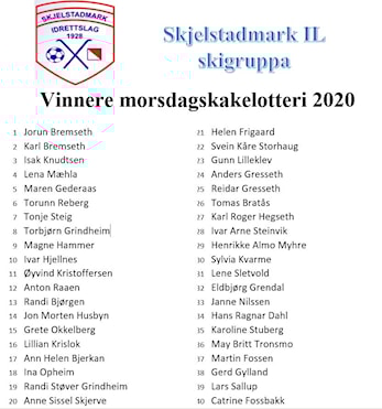 Heldige vinnere av kakelotteriet til skigruppa